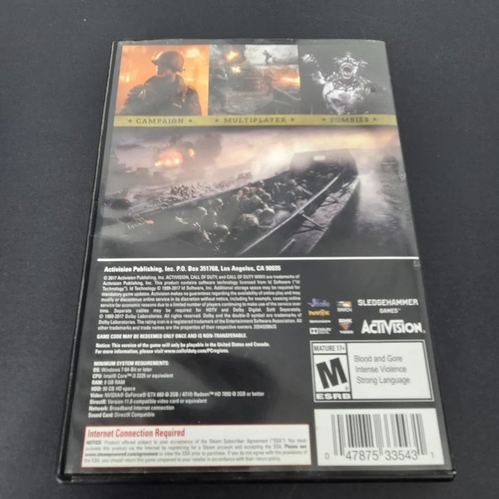 Call of Duty WWII 2 PC Game Case Original Artwork NO DISC Sledgehammer Games